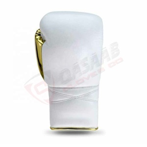 Gants de boxe en cuir de vachette blanc-or et cuir PU Gants d'entraînement avec logo personnalisé pour adultes Caractéristiques de poinçonnage - Product Image 6