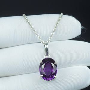 Magnifique pendentif en tanzanite bicolore de coupe ovale, collier unique en argent sterling 925, cadeau - Product Image 2