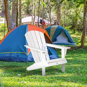 Sedia a sdraio Adirondack con schienale alto e seduta larga, in plastica HDPE resistente alle intemperie, pieghevole, bianca - per parchi - Product Image 2