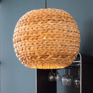 Luminaire suspendu en jacinthe d'eau tressée bohème - Lustre en rotin fait main pour la décoration bohème de la maison, salon, chambre - Product Image 2