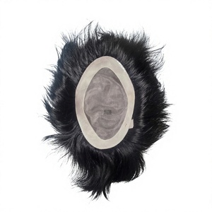Toupet Taz Hair BD en cheveux humains lisses noirs, base en dentelle, raie centrale, 100% cheveux indiens Remy, nœuds invisibles, texture 28mm, noué à la main - Product Image 6