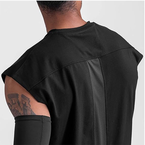Débardeur sans manches pour homme de qualité supérieure, respirant, 275 GSM, col rond, noir uni, tricoté, décontracté, vente en gros - Product Image 4