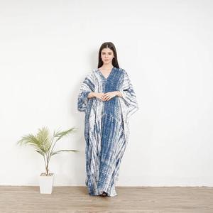 Womens Blue Printed <b>Kaftan</b> Maxi Dress Loose Fit Boho Beach Cover Up <b>Long</b> Lounge Dress - Product Image 5