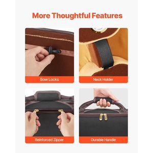 Estuche para violín de tamaño completo 4/4, bolsa de transporte portátil ligera para viajes, forro de felpa, bolsas para instrumentos musicales con protección para el hombro - Product Image 6