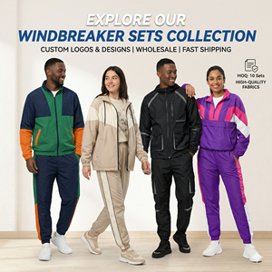 Tracksuit Unisex and <b>Jogger</b> Set Custom Windbreaker Baggy Oversized Plain Tracksuits for Men Latest Design with Oem Service - Product Image 3