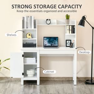 Scrivania Moderna in MDF Bianco con Mobile Superiore per Ufficio Domestico - Postazione di Lavoro Durevole con Ampio Spazio di Archiviazione - Product Image 5