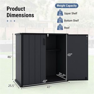 23.5 Cu.ft Outdoor <b>Storage</b> Shed Lockable Door Black PP HDPE Horizontal Garden <b>Tool</b> Cabinet - Product Image 6