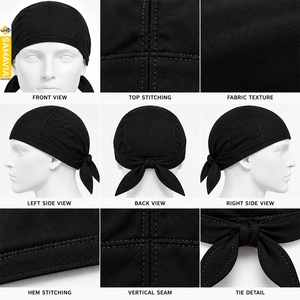 SAMAVIA Black Nylon <b>Scrub</b> <b>Cap</b> With Tie Back Casual Medical Headwear For Healthcare Uniform Apparel Accessories - Product Image 5