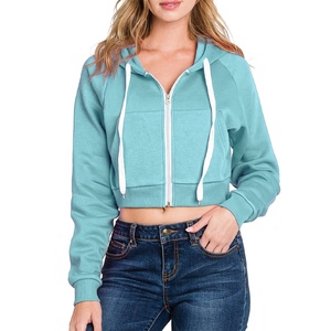 New Premium High Quality Custom Women Crop Top Hoodie <b>Drop</b> Shoulder Loose Solid Cotton Fleece Breathable Women Crop Top Hoodie - Product Image 1