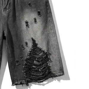 Short en jean délavé et vieilli personnalisé, nouveau style vintage tendance, qualité supérieure, pour unisexe, streetwear et tenue décontractée - Product Image 4