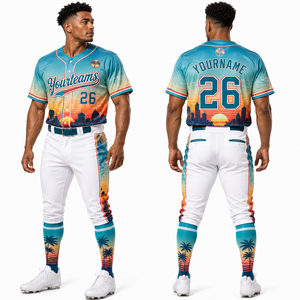 Conjunto de Pantalones y Camiseta de Uniforme de Béisbol para Hombre, Estilo Retro, Venta al por Mayor, Proveedor de Fábrica, Fabricante, Exportador, Etiqueta Privada, OEM, ODM, Ropa - Product Image 4