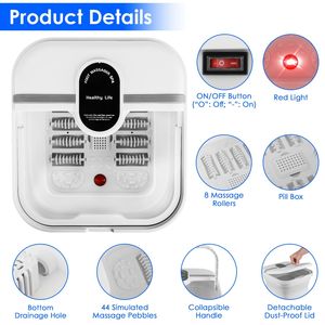Massaggiatore Elettrico Pieghevole per Piedi con Funzione Riscaldante, Vasca Pieghevole e 8 Rulli Massaggianti - Product Image 3