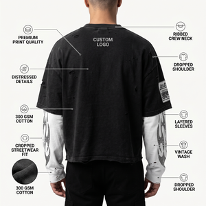 Camiseta de Manga Larga para Hombre, Ecológica, de Algodón Peinado 100%, 300 GSM, Estilo Urbano, con Logotipo Personalizado - Product Image 2