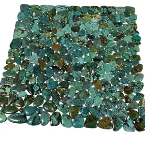 Cabochons en pierres précieuses turquoises naturelles, pour la fabrication de la décoration murale, 100 pièces