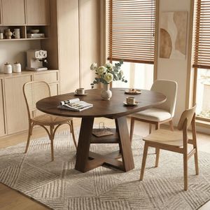 Tavolo da Pranzo Ovale Moderno per Cucina, 110-150 cm, Base in Legno Estensibile con Pannelli Rimovibili, Salvaspazio per 4-8 Persone - Product Image 1