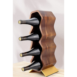 Porte-vin en bambou écologique en forme de vague, support à vin pour comptoir, capacité de 6 bouteilles, pour une décoration moderne de la maison, rangement durable pour la cuisine - Product Image 6