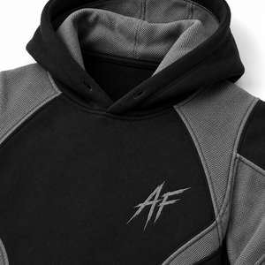 Sweat-shirt à capuche unisexe épais avec impression personnalisée, style décontracté, manches raglan, en molleton bouclette noir et gris, vente en gros - Product Image 4
