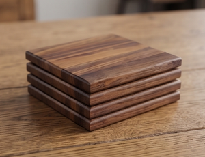 Elegant Walnut <b>Coasters</b> Square Shape Perfect For Home Hotel Restaurant Tabletop Accessory And Stylish Dining Presentation - Product Image 6