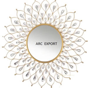 Espejo de Pared con Diseño de Metal para Decoración del Hogar, Espejo Artístico de Pared Antiguo con Diseño de Flor Solar de Lujo para Uso en Restaurante - Product Image 1