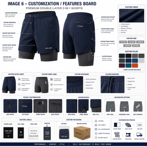 Nouveauté : Shorts de sport pour hommes à double couche, taille élastique avec cordon de serrage, séchage rapide, respirants, anti-transpiration, design uni personnalisé - Product Image 5
