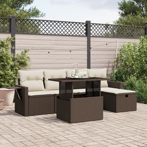 Brown Pe Rattan Garden <b>Sofa</b> Set With Adjustable <b>Feet</b> Outdoor Furniture <b>For</b> Garden Seating 4 Person Contemporary Design - Product Image 1