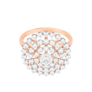 14K Rose Gold Round Lab Grown Diamond Spiral Cluster Cocktail Ring - Product Image 2