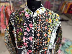 Chaqueta Acolchada para Mujer, con Parches Florales, Cuello Mandarín, Manga Larga, Ropa de Invierno, Bordado a Mano, Relleno de Poliéster, REGALO - Product Image 4