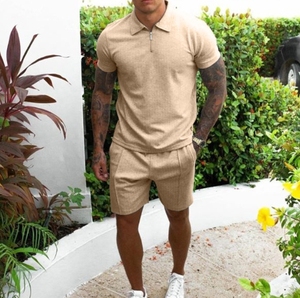 Popular European and American Men's Short Sleeved Shorts Casual Two-piece <b>Set</b> - Product Image 3