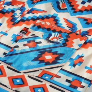 Chemise de travail FRC pour mécanicien, chemise de travail de soudage FR, motif géométrique coloré, manches longues, poches poitrine et fermeture boutonnée - Product Image 4