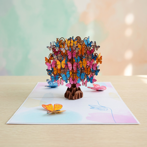Carte de vœux 3D pop-up papillon sur arbre en papier fait main personnalisée, tendance du moment, vente en gros Vietnam pour la décoration intérieure - Product Image 5