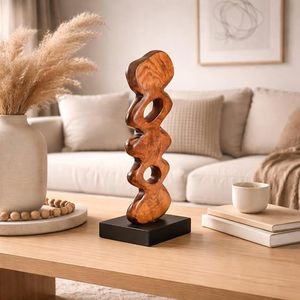 Modern Wooden Abstract Sculpture Decorative Table Ornament Console Shelf Home Decor - Product Image 5