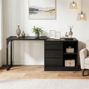 Scrivania angolare a L con contenitore per spazi ridotti, scrivania per computer - Product Image 3