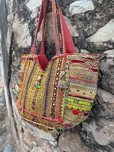 Traditional Vintage Banjara Shoulder Bag – Ethnic Handmade Bohemian Bag with <b>Mirror</b> Work and Colorful Thread Embroidery - Product Image 3