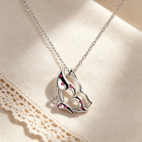 Collier pendentif élégant en argent sterling 925 pour femme avec breloque sertie de zircons tendance