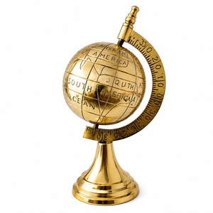 Globe terrestre en laiton fait main avec carte antique, ornement de table vintage pour bureau, salle d'étude, décoration intérieure - Product Image 1