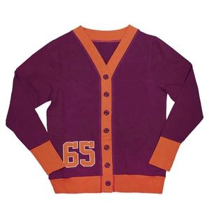 Men's <b>Purple</b> Knitted V-Neck <b>Cardigan</b> Full Sleeve Button Closure Autumn Style Sweater Solid Color 65 Front Print - Product Image 6