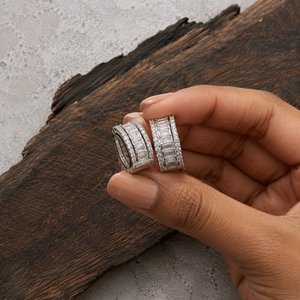 Luxury Hip Hop Baguette Diamond <b>Huggie</b> <b>Earrings</b> 925 Sterling <b>Silver</b> Diamond Women Statement <b>Earring</b> - Product Image 3