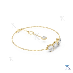 Lab Grown Diamond Three Stone Multi-Cut Chain <b>Bracelet</b> 14K 18K <b>Solid</b> Gold Fine Women Luxury Jewelry Manufacturer Wholesale - Product Image 4
