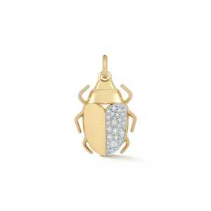 Colgante de Escarabajo Egipcio con Diamantes, Textura Mate, Pavé, Diamantes Cultivados en Laboratorio, 1 Pulgada, Venta al por Mayor, Oro Sólido de 14k y 18k, Regalo de Lujo - Product Image 2