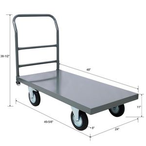 Carrello Industriale Piatto con Capacità di 900 kg, Piattaforma in Acciaio Liscia 24 X 48 per Uso Intensivo - Product Image 3
