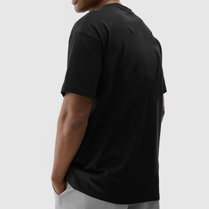 Camiseta de Algodón Negra para Hombre, Manga Corta, Cuello Redondo, Corte Holgado, Estilo Casual, Tejido Jersey Transpirable, Diseño Liso para Serigrafía - Product Image 2