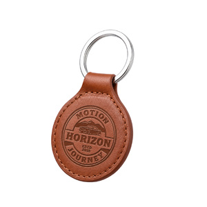 Llavero de cuero PU con logo de marca impreso a color, llavero redondo para coche, ideal para regalos en eventos. - Product Image 2