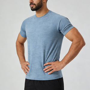 Camiseta Deportiva de Manga Corta para Hombre, 100% Algodón, Transpirable, para Gimnasio, Fitness, Entrenamiento de Verano, Secado Rápido, OEM y ODM - Product Image 2