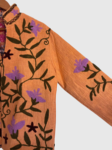Veste en velours brodée de fleurs, col mandarin, manches longues, grande taille, vêtements d'hiver pour femmes, style élégant - Product Image 5