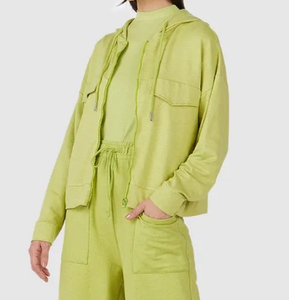 Sweat-shirt à capuche vert lime surdimensionné avec poches, coupe classique, en coton biologique tricoté, molleton épais, pour homme, décontracté, hiver - Product Image 1
