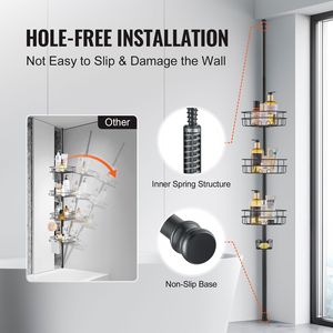 "Multi-Functional <b>Shower</b> Caddy Tension Pole 39" 125" High Strong Load-Bearing Rust-Proof <b>Shower</b> Room <b>Accessory</b>" - Product Image 6