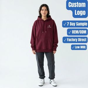 Hoodie surdimensionné pour femme personnalisé 500 GSM, fabrication OEM ODM, marque privée, fabricant de vêtements lourds - Product Image 1