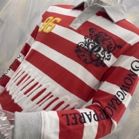 Maillot de baseball respirant à manches courtes rayé pour garçons Snowgrace, logo brodé, col rabattu, coupe décontractée, vêtements pour adultes