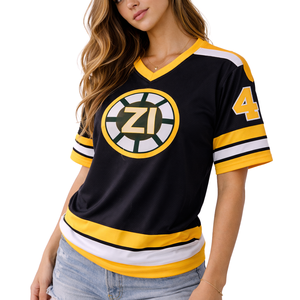 เสื้อฟุตบอลอเมริกันแบบตาข่ายน้ำหนักเบาสำหรับทุกเพศ สไตล์สตรีทแวร์ สีดำ เสื้อฟุตบอล OEM สกรีนโลโก้ตามสั่ง สั่งซื้อจำนวนมาก - Product Image 2