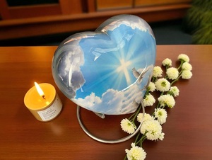 Heavenly Cross Heart Urn for Human & Pet <b>Ashes</b> Eco-Friendly Durable Cremation <b>Keepsake</b> Heart Cremation Urn Heavenly Cross Heart - Product Image 6